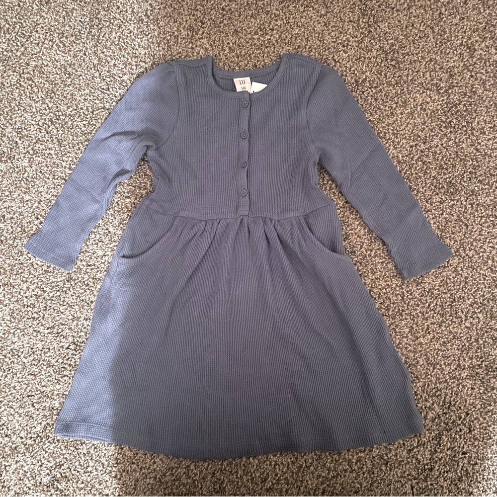 NWT Gap Kids Girl’s Blue/Gray Soft Knit Long Sleeve Fall Winter Dress Size 4